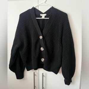 Black oversized ribbed cardigan
